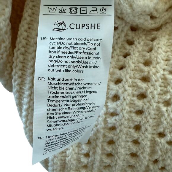 Cupshe Sand Ribbed Bodycon Beach Dress Crochet Size Small Knitwear NWT - Picture 7 of 9